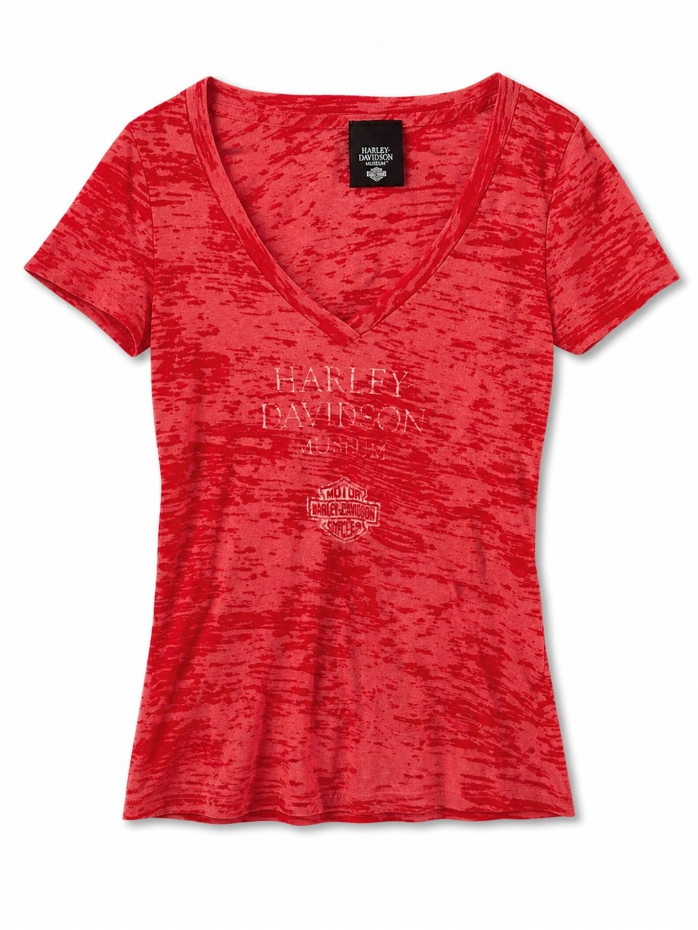 Harley-Davidson Museum Red Burnout V-Neck Tee Medium
